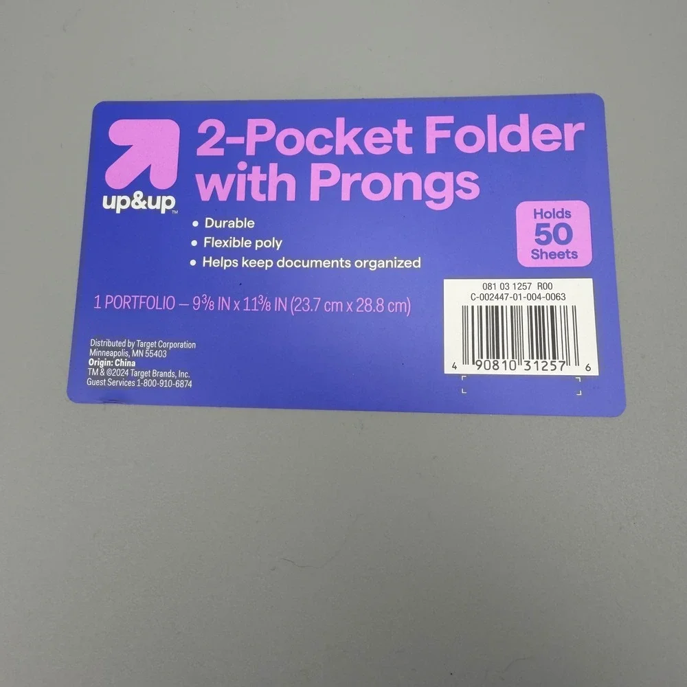 Up&Up 2-Pocket Folder with Prongs Gray Flexible Poly Portfolio 10 Pack 1128